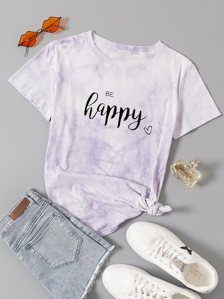 Tie Dye Be Happy Slogan Short Sleeve Casual Crew Neck Shirts & Tops, Purple, T-shirts
Tie Dye Be Happy Slogan Short Sleeve Casual Crew Neck Shirts & Tops, Purple, T-shirts