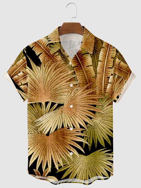 Mens Palm Leaf Print Lapel Casual Loose Short Sleeve Hawaiian Shirt, Brown, Men's Floral shirt
Mens Palm Leaf Print Lapel Casual Loose Short Sleeve Hawaiian Shirt, Brown, Men's Floral shirt