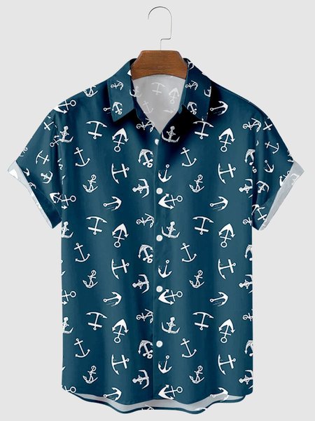Mens Anchor Print Lapel Casual Loose Short Sleeve Hawaiian Shirt, Blue, Men's shirts
Mens Anchor Print Lapel Casual Loose Short Sleeve Hawaiian Shirt, Blue, Men's shirts