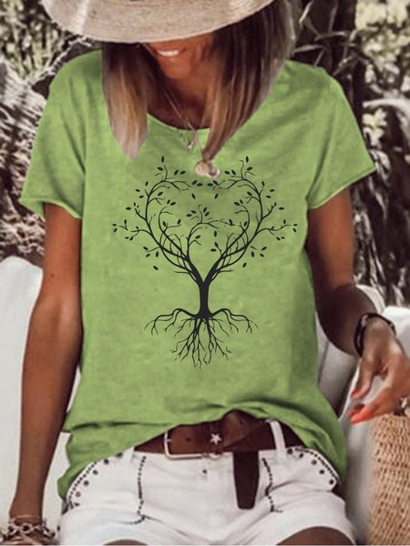 Life Heart Tree Women T-Shirt, Green, T-shirts
