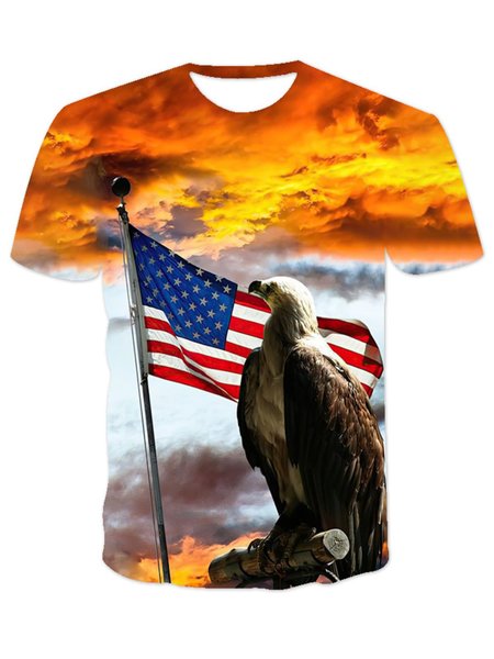 Crew Neck Casual Shirts & Tops, Yellow, Men's t-shirts