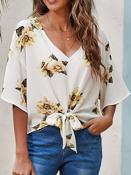 Holiday Casual V-neck Floral-print Half Sleeve Loose Shirt Tops, White, Shirts & Blouses
Holiday Casual V-neck Floral-print Half Sleeve Loose Shirt Tops, White, Shirts & Blouses