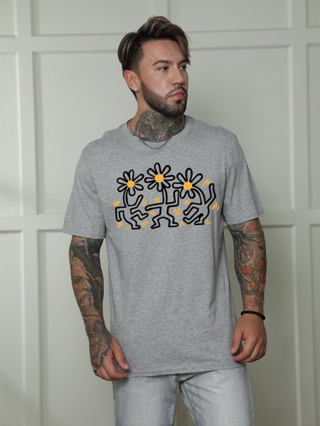 Funny Flowers Men T-Shirt, Light gray, T-shirts