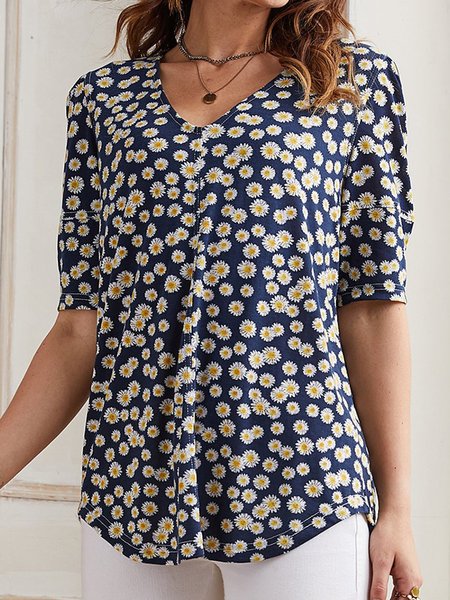 Short Sleeve Casual T-shirt, Navy blue, T-Shirts