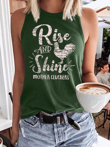 Rise And Shine Women's Sleeveless Shirt, Dark green, Tank Tops