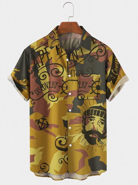 Mens Geo Print Casual Lapel Pocket Short Sleeve Hawaiian Shirts, Yellow, Men's Floral shirt
Mens Geo Print Casual Lapel Pocket Short Sleeve Hawaiian Shirts, Yellow, Men's Floral shirt