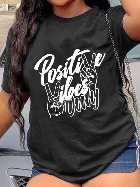 Plus Size Positive Short Sleeve Cotton Crew Neck Shirts & Tops, Black, Plus Size T-shirts
Plus Size Positive Short Sleeve Cotton Crew Neck Shirts & Tops, Black, Plus Size T-shirts