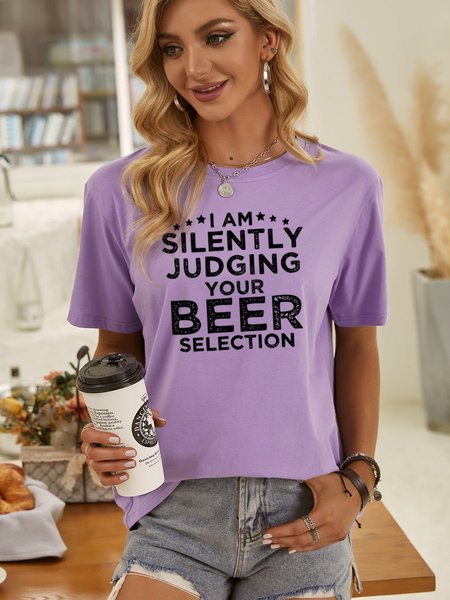 I Am Silently Judging Your Beer Women's T-Shirt, Purple, T-shirts