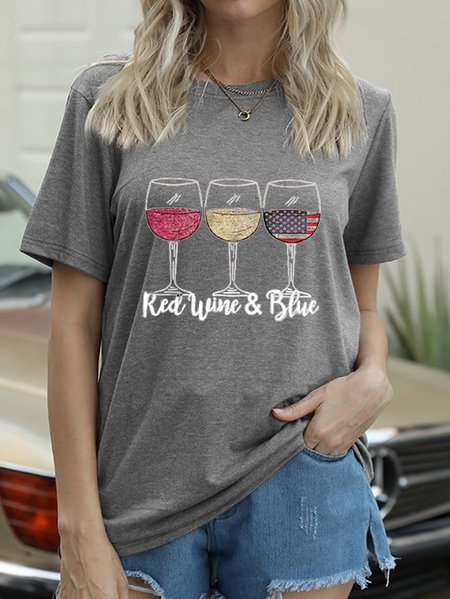 Red Wine And Blue American Flag Cotton-Blend Short Sleeve T-Shirt, Light gray, T-shirts
Red Wine And Blue American Flag Cotton-Blend Short Sleeve T-Shirt, Light gray, T-shirts