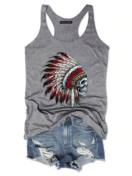 Vintage American Indian Chief Skull Graphic Sleeveless Casual Tank Top, Gray, Tank Tops
Vintage American Indian Chief Skull Graphic Sleeveless Casual Tank Top, Gray, Tank Tops