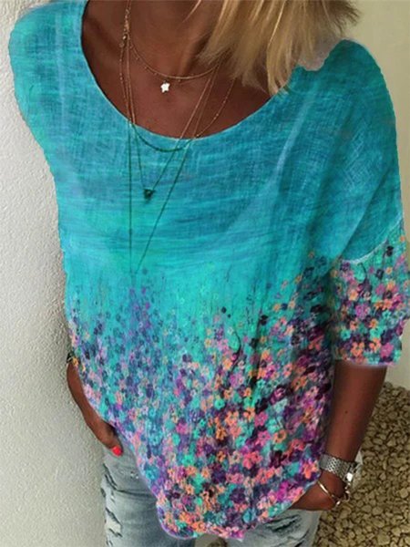 Women's Spring & Summer Casual Crew Neck Half Sleeve Floral-Print Tops, Blue, Blouses & Shirts
Women's Spring & Summer Casual Crew Neck Half Sleeve Floral-Print Tops, Blue, Blouses & Shirts
