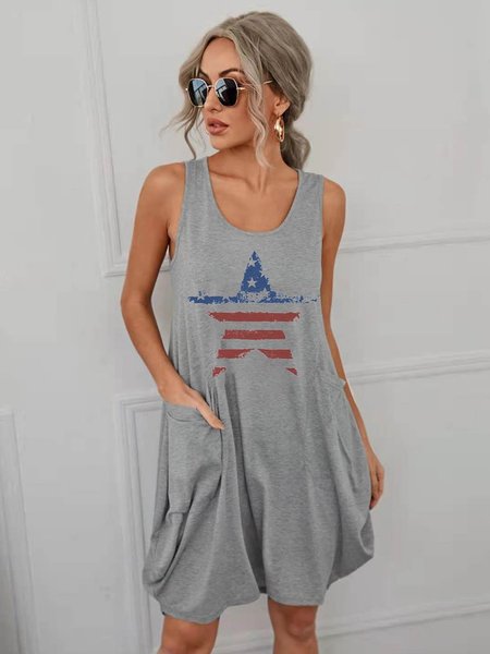 Fourth of July Midi Dress America Flag Star Sleeveless Summer Dresses, Gray, Casual Dress
Fourth of July Midi Dress America Flag Star Sleeveless Summer Dresses, Gray, Casual Dress