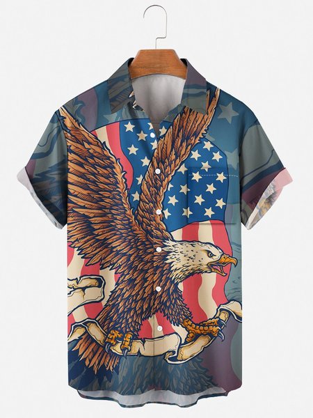 Mens Independence Day American Flag Eagle Print Casual Lapel Pocket Short Sleeve Hawaiian Shirts, Blue, Men's Floral shirt
Mens Independence Day American Flag Eagle Print Casual Lapel Pocket Short Sleeve Hawaiian Shirts, Blue, Men's Floral shirt