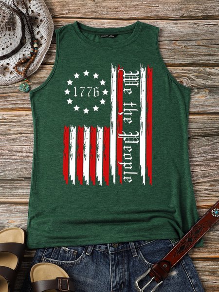 American Flag Star Striped 1776 We The People Tank, Dark green, Tank Tops