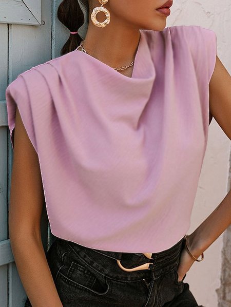 Sleeveless Casual Shift For Work Blouse, As picture, Blouses and Shirts