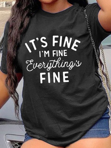 It's Fine I'm Fine Everything's Fine Women Plus Tshirt, Black, Plus Size T-shirts
