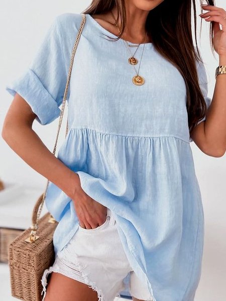 Short Sleeve Cotton Shirts & Tops, As picture, T-Shirts