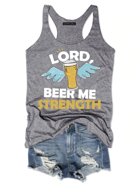 Funny Drinking Women's Sleeveless Shirt, Grey, Tank Tops