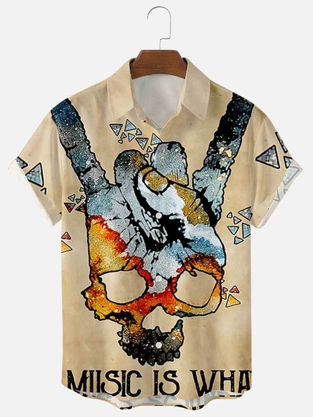 Mens Punk Rock Roll Print Casual Lapel Short Sleeve Hawaiian Shirts, Khaki, Men's Floral shirt
Mens Punk Rock Roll Print Casual Lapel Short Sleeve Hawaiian Shirts, Khaki, Men's Floral shirt