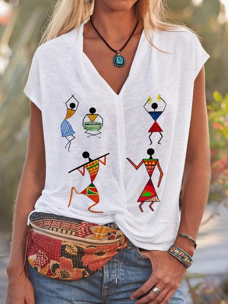 Short Sleeve Tribal Shirts & Tops, White, Tees & T-shirts