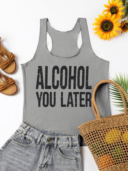Alcohol Later Women's Sleeveless Shirt, Grey, Tank Tops