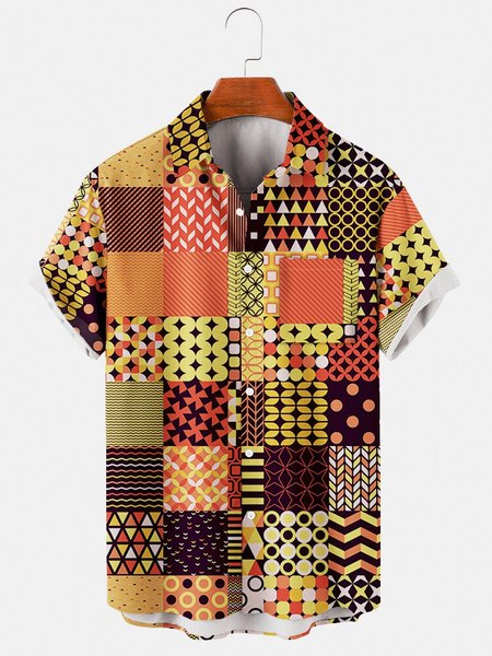 Mens Patchwork Print Casual Lapel Pocket Short Sleeve Hawaiian Shirts, Yellow, Men's Floral shirt
Mens Patchwork Print Casual Lapel Pocket Short Sleeve Hawaiian Shirts, Yellow, Men's Floral shirt