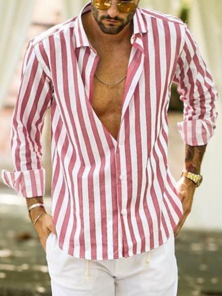 Casual Cotton-Blend Shirts & Tops, Red, Shirts & Blouse