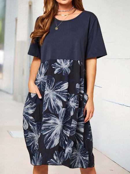 Floral-Print Short Sleeve Crew Neck Casual T-Shirt Dresses, Navy blue, Casual Dresses
Floral-Print Short Sleeve Crew Neck Casual T-Shirt Dresses, Navy blue, Casual Dresses