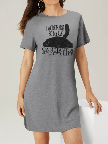 I Work Hard So My Cat Can Have A Better Life Women Dress, Light gray, Casual Dress