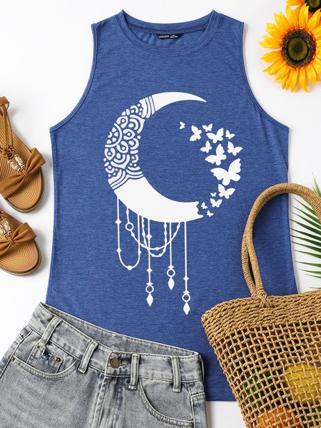 Funny Moon And Butterfly Crew Neck Shift Sleeveless Shirts & Tops, Light blue, Tank Tops
Funny Moon And Butterfly Crew Neck Shift Sleeveless Shirts & Tops, Light blue, Tank Tops