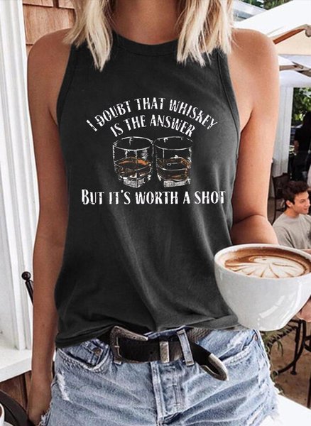 I Doubt That Whiskey Is The Answer Sleeveless Women Tank Top, Black, Tank Tops