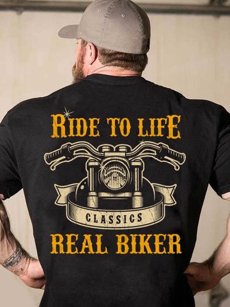 Ride To Life Classics Real Biker Motorcycle Shirt, Black, T-shirts