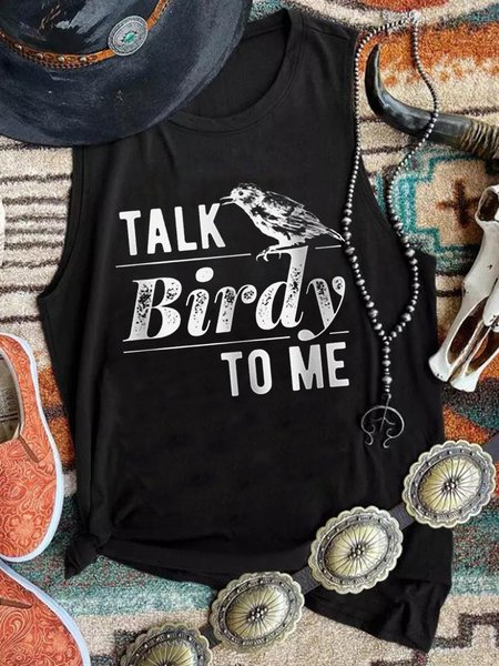 Talk Birdy To Me Tank, Black, Tank Tops