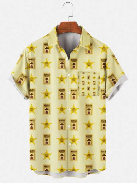 Casual Shirt Collar Shirts & Tops, As picture, Men's Floral shirt