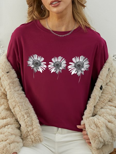 Daisy Cute Women Tshirt, Wine red, T-shirts