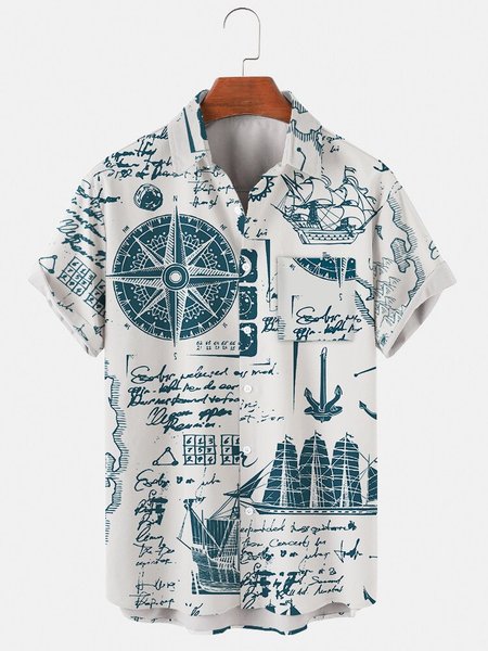 Mens Navigation Print Casual Lapel Pocket Short Sleeve Hawaiian Shirts, White, Men's Floral shirt
Mens Navigation Print Casual Lapel Pocket Short Sleeve Hawaiian Shirts, White, Men's Floral shirt