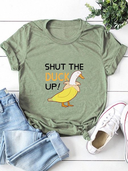 Shut the Duck Up Crew Neck Short Sleeve Casual Shirts & Tops, Army green, T-shirts
Shut the Duck Up Crew Neck Short Sleeve Casual Shirts & Tops, Army green, T-shirts