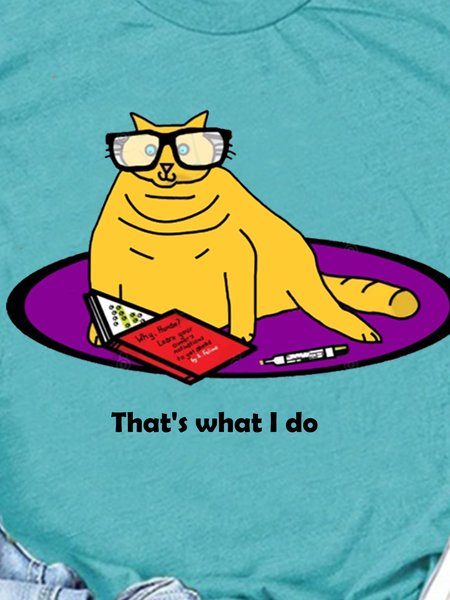 Funny Yellow Chonk Cat Wearing Glasses Reads Book T-Shirts & Tee, As picture, T-shirts