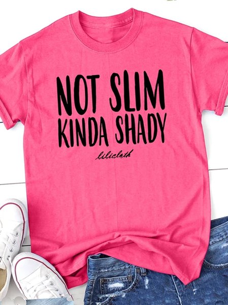 Not Slim Kinda Shady Cotton-Blend Shirts & Tops, Red, T-shirts