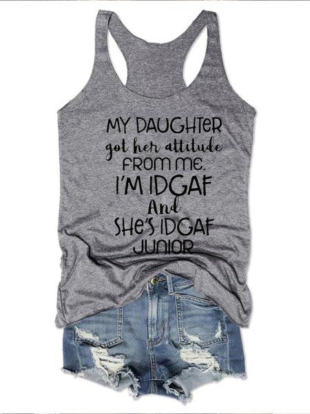 My Daughter Got Her Attitude Tank Top, Gray, Tank Tops