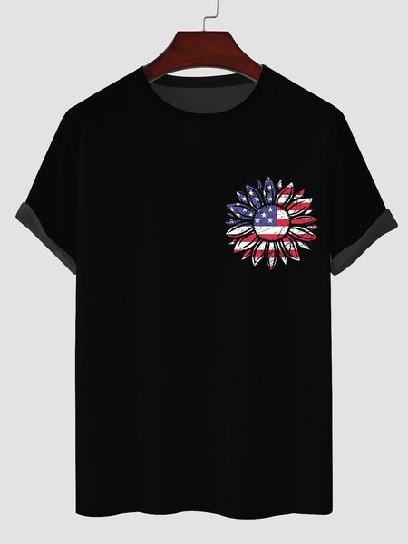 Independence Day American Flag Sunflower Printed T-Shirts, Black, Men's Floral shirt
Independence Day American Flag Sunflower Printed T-Shirts, Black, Men's Floral shirt