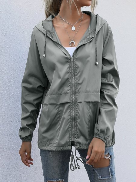 Cotton-Blend Casual Jackets, Light gray, Outerwear