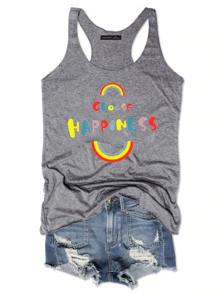 Choose Happiness Tee, Gray, Tank Tops