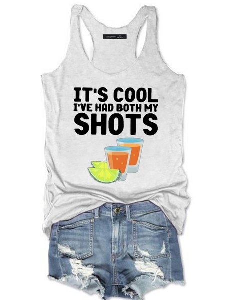 It S Cool I Ve Have Both My Shots Women Sleeveless Tank Top, White, Auto-Clearance