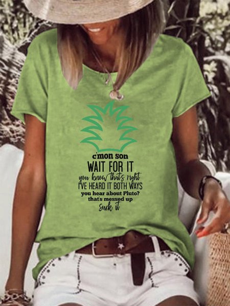 C'mon Son I've Heard It Both Ways Women's Short Sleeve Cotton-Blend Shirts & Tops, Green, T-shirts