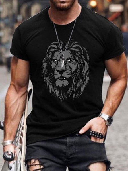 Cotton-Blend Crew Neck Shirts & Tops, Black, Men's t-shirts