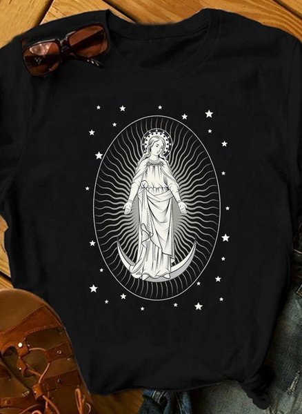 Virgin Mary Christian Gift Assumption Of Mary Tshirt, Black, T-shirts