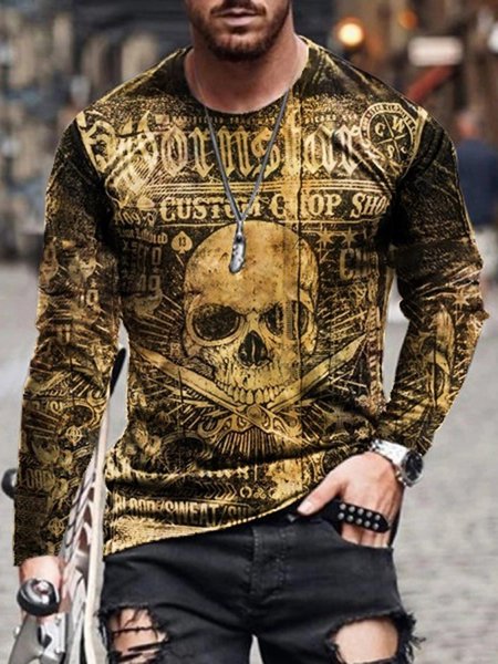Skull Shirts & Tops, Yellow, Men's t-shirts
