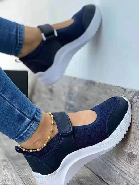 Mesh And Breathable Platform Sports Sandals, Deep blue, Sandals