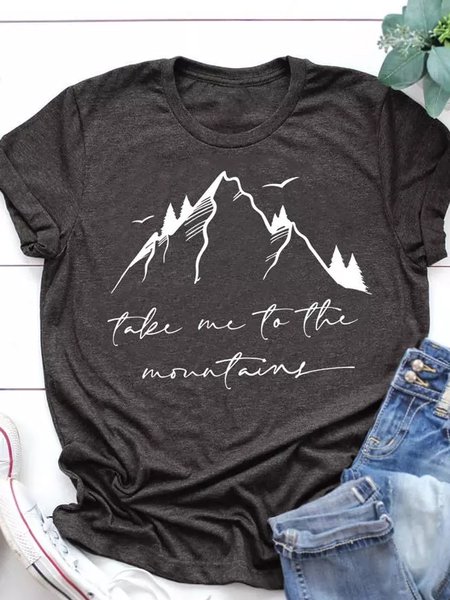 Take Me To The Mountain T-Shirt Tee, Deep gray, T-shirts